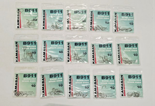 Kamasan Barbless Fishing Hooks Swept Point B911 Spade Coarse Size 10 Lot