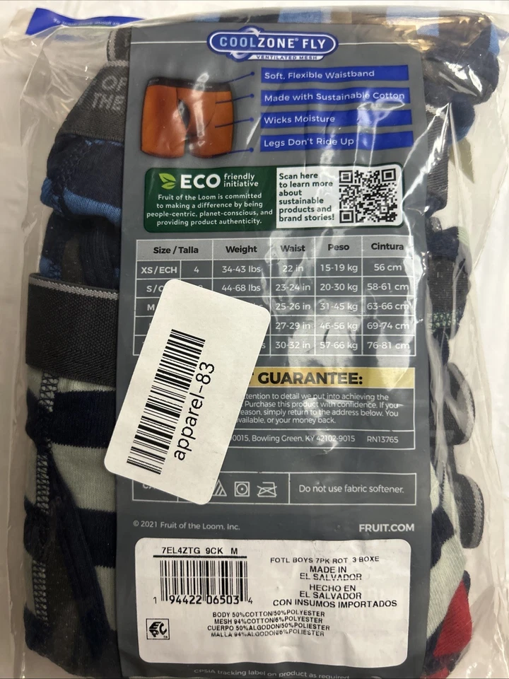 Calzoncillos boxer Fruit of the Loom medianos sin etiquetas para niños 10-12 colores lisos 7 unidades Foto 2 de 3