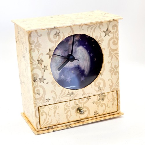 Vintage 2000 Tri-Coastal Design Angel Celestial Desk Clock Drawer Whimsigoth