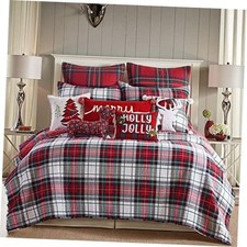 King Red and White Quilt - Spencer Plaid - Christmas Tartan - Red White
