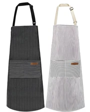2 Pack Apron, Cooking Kitchen Aprons, Adjustable Bib Apron with 2 Pockets for Me