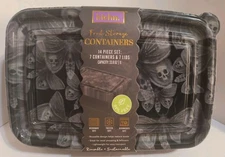 SKULLS Black 14 Piece Meal Prep Food Storage Containers BPA Free NEW! Free Ship!