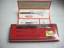Vintage Salco Mini Stapler Pen Chrome Pocket Clip in Box w/ Staples Duo Fast 