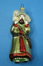 Kurt Adler Glass CHRISTMAS ORNAMENT Shepherd w/ Lamb on Shoulder 6" Tall HTF