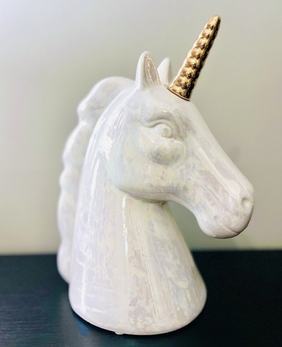 Pearlescent White And Gold Unicorn Piggy Bank - Ceramic Piggy Banks - Picture 1 of 3