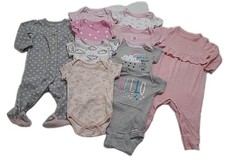 10PC Baby Girls 3-6 Months Sleeper Romper Onsies Lot Pink White Grey Black