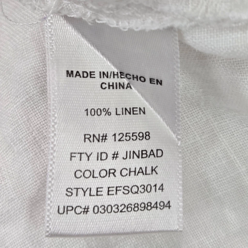 EMPRESA Blusa Ellen Tracy Mujer L Blanco Lino Botón Cremallera Cuello Redondo Cremallera Foto 3 de 4