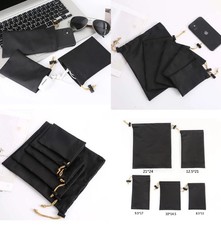 PU Leather Drawstring Bag for Headset Earphone Data Cable Storage String Pouch