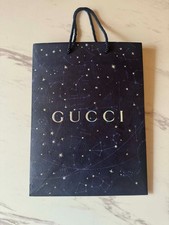 GUCCI BLUE EMBOSSED AUTHENTIC PAPER SHOPPING GIFT BAG WITH STARS 10" x 14" x 5"