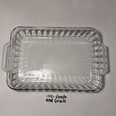 Vintage Anchor Hocking 3 Qt 9x13 Glass Lasagna Casserole Baking Dish w Handles
