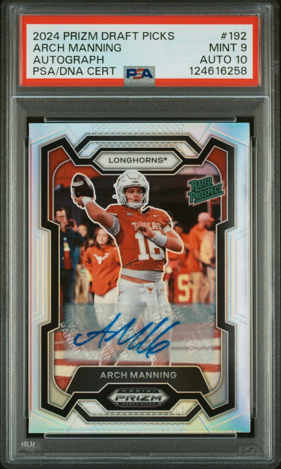 2024 Prizm Draft Picks - Arch Manning - Silver Auto - #192 - PSA 9 Auto 10