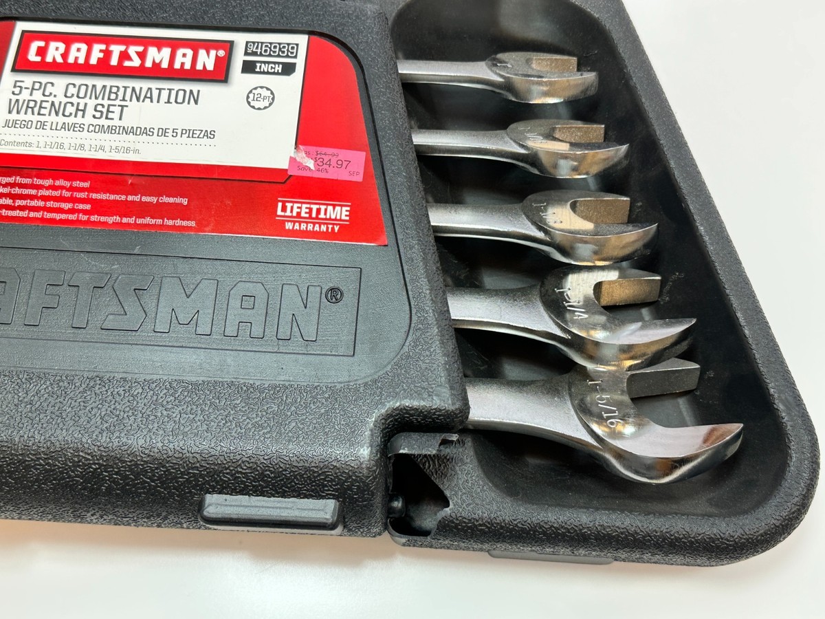 NOS Craftsman 46939 5pc 12-Point SAE Large Combination Wrench Set