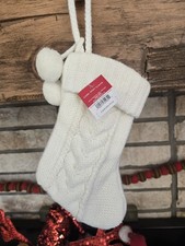 1 Mini Target Wondershop Christmas Stocking Knit 8  Winter White Pom Poms