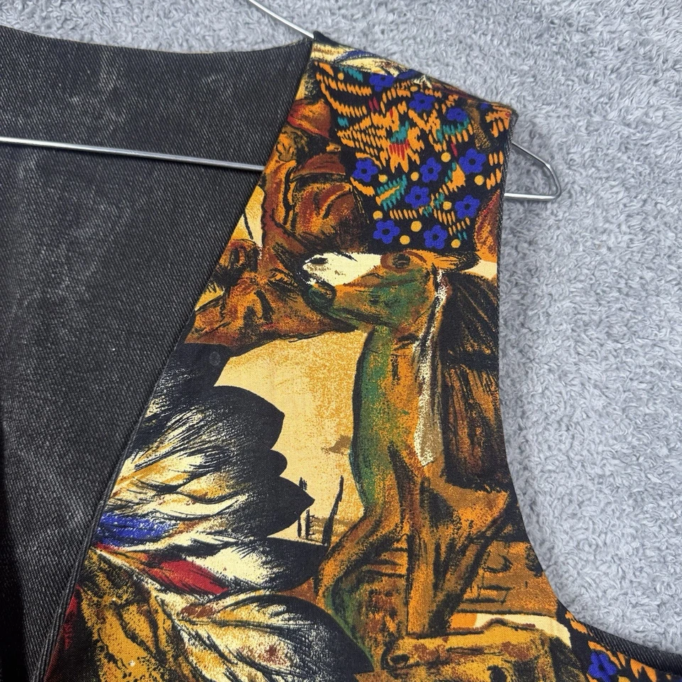 Chaleco Western Vintage Hombres M-L Motociclista Vaquero Azteca Indian Horse Denim Reversible Foto 4 de 4