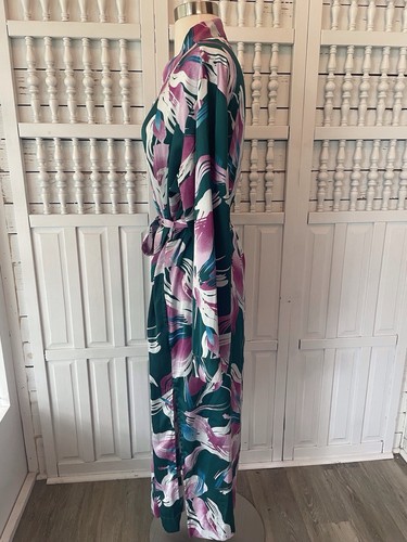 Stars Above Mujer XL/XXL Verde azulado, Rosa Envolvente Bata Larga, D19 - Imagen 6 de 10