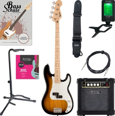 Squier by Fender Sonic Precision Bass 2-Color Sunburst MN Set Zubehör Amp 15 W