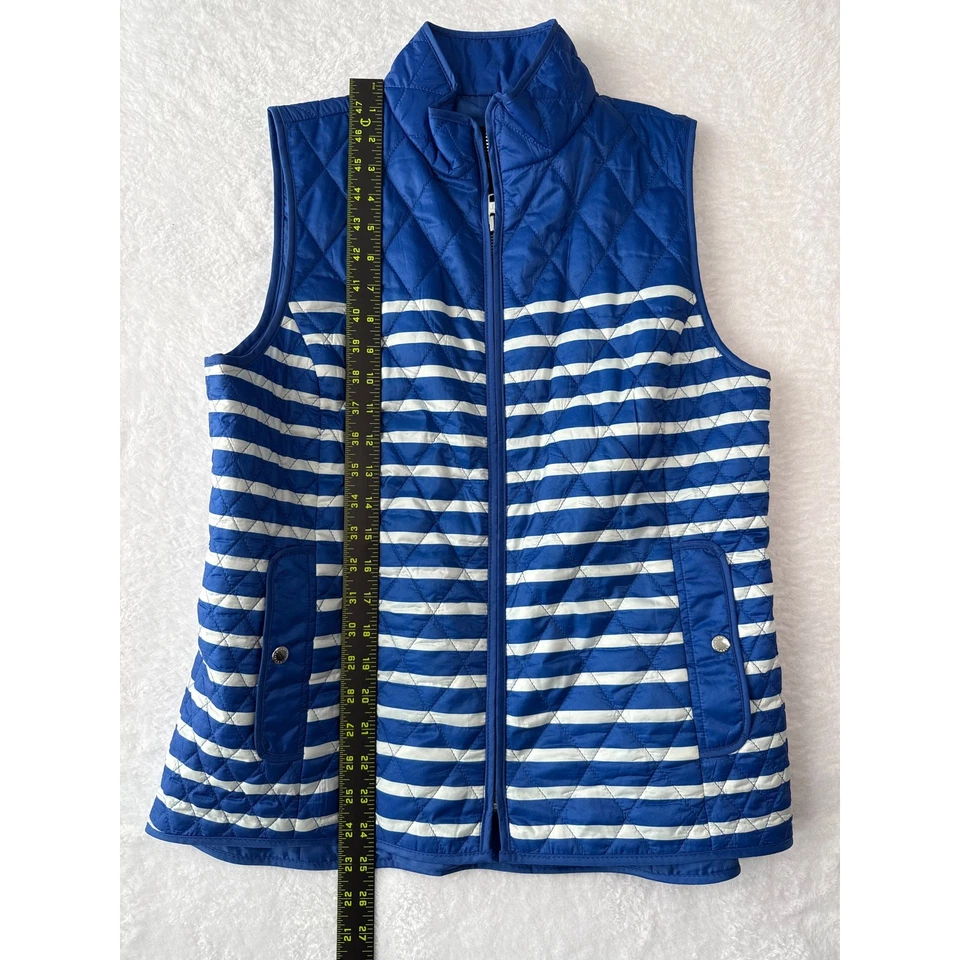 Chaleco acolchado Talbots acolchado ligero acolchado para mujer talla pequeña azul blanco punta cremallera completa  Foto 4 de 4