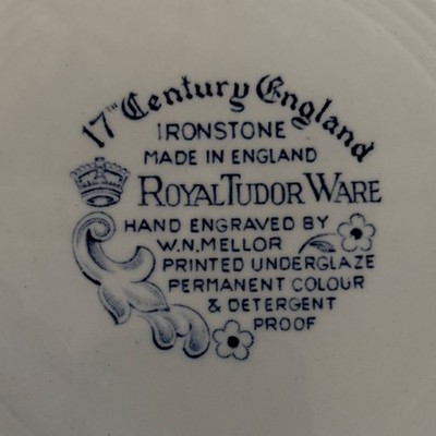 Royal Tudor Ware Ironstone Plate Blue White 17th Century England