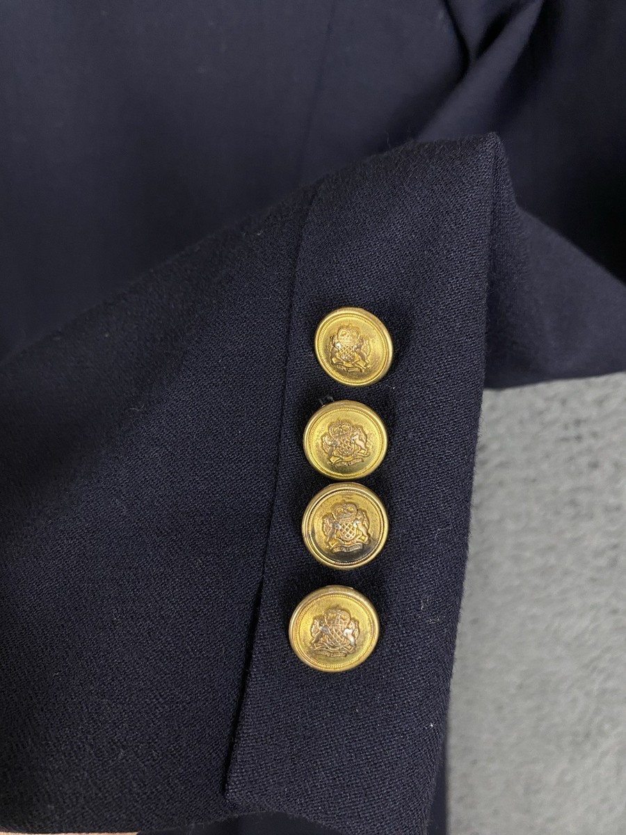 ポロラルフローレン 紺ブレ 金ボタン エンブレム刺繍 ワッペン スウェット 6 Lauren Ralph Lauren Crest Blazer Women's 6 Navy Blue Gold