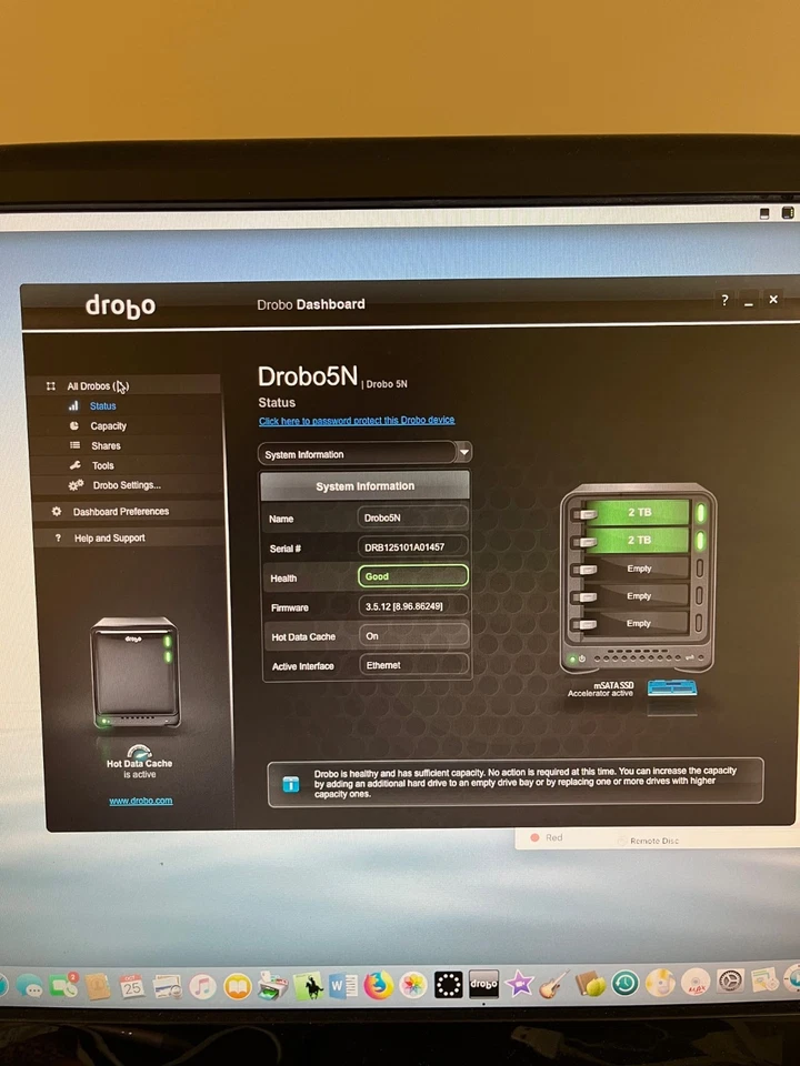 Unidad de escritorio Drobo 5N 5 bahías con 2 unidades incluidas con fuente de alimentación Foto 2 de 4