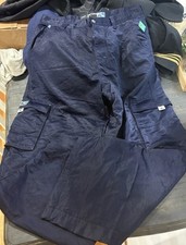 Kikwear Men's Blue Nylon Cargo Pants 38 Multi-Pocket Y2K Style Rare Logo Read