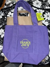 Trader Joes Mini Canvas Tote Bag NWT Halloween Autumm Fall Purple Lavender