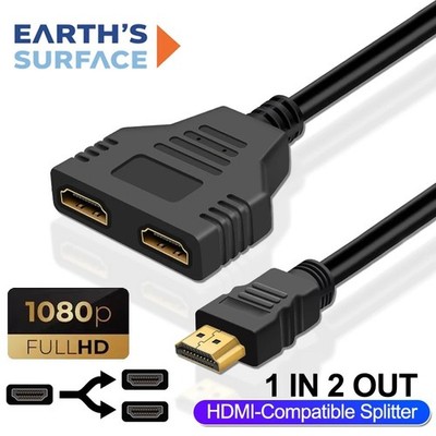 HDMI Splitter Distributor 2 in 1 Adapter Converter Hub Cable PC TV HDMI Converte