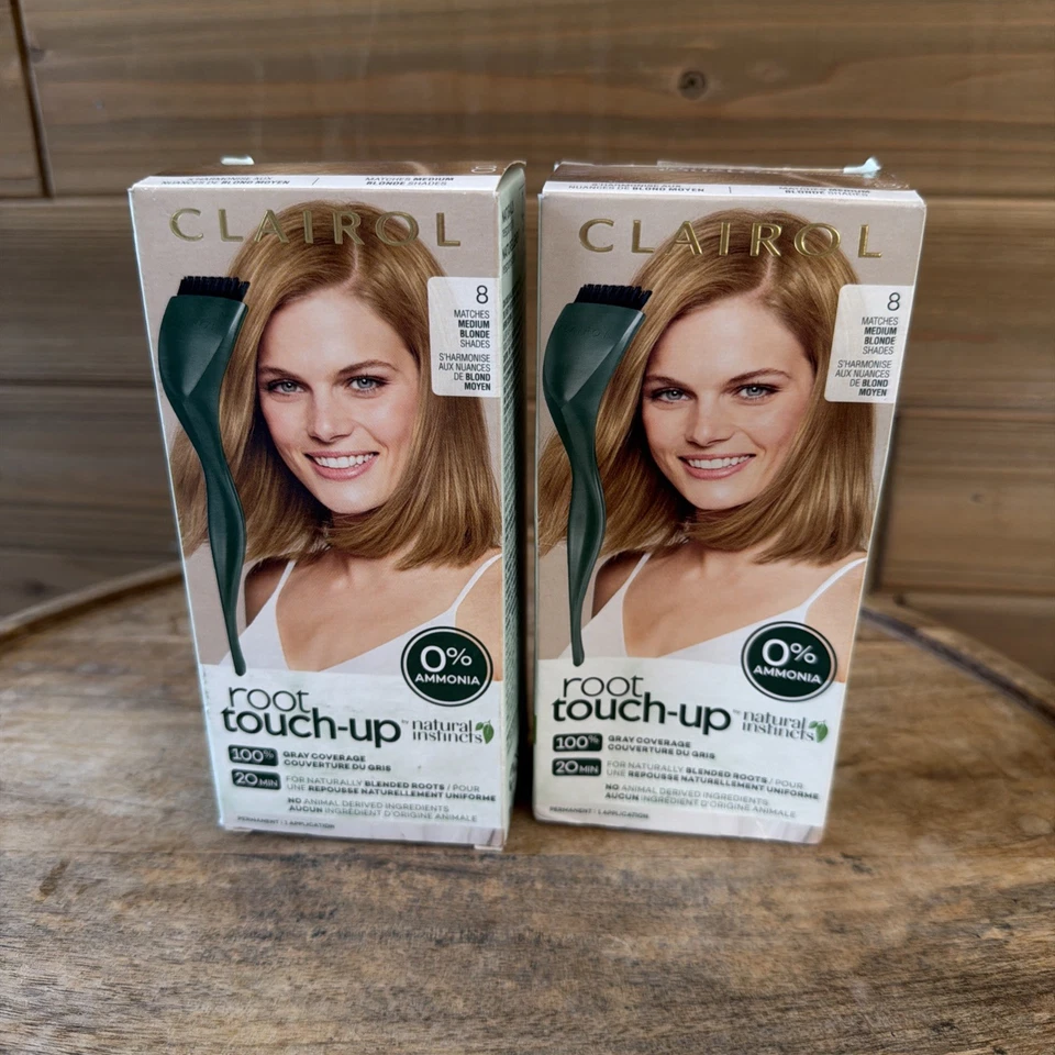 (2) Retoque raíz Clairol - 8 tonos rubios medios aplicación permanente Foto 2 de 4