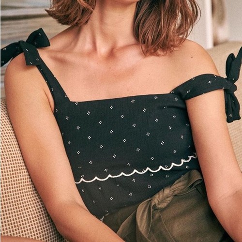 Sezane Sonia Top Sz Fr 38 US 6 Navy NWT