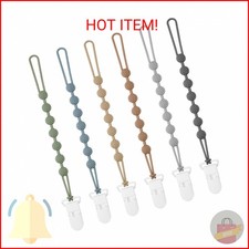 Eascrozn 6 Pack Silicone Pacifier Clip with One-Piece Design for Baby Boys and G