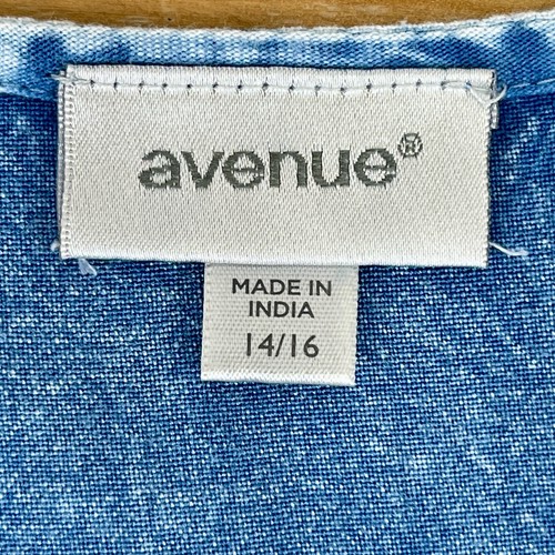 AVENUE Peasant Top Women's Size 14/16 Blue Rayon Flowy Loose Lightweight Blouse - Picture 10 of 20