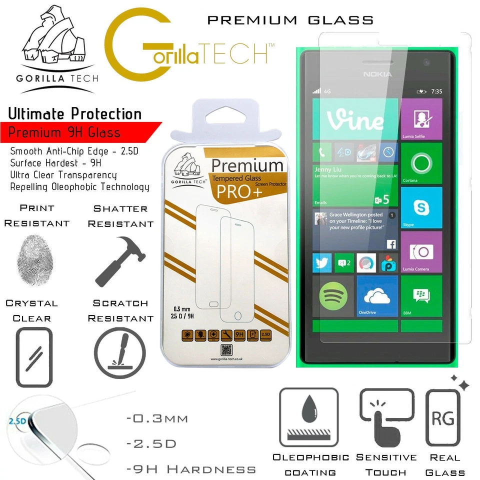 Lumia 530 Screen Protector Tempered Glass HD 100% Genuine Gorilla For Nokia - Image 2 of 4