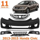Front Bumper Cover Paintable & Grille Assembly Kit For 2013-2015 Honda Civic