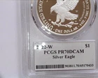 2022-W American Silver Eagle Proof PCGS PR70 DCAM Very Nice White coin, No Spots