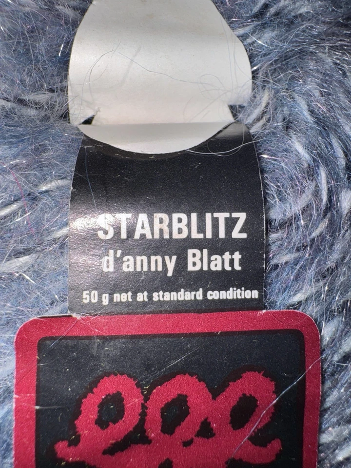 Lot of 5 Anny Blatt Mohair Blend Starblitz Blue /Black Yarn Skeins Vintage New - Image 4 of 4