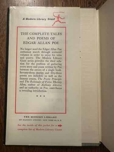 The Complete Tales and Poems of Edgar Allan Poe 1938 HC/DJ MODERN LIBRARY VG - Bild 4 von 10