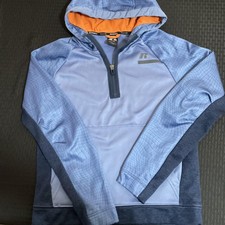 Russell Hoodie Boys XL 14/16 Blue Colorblock Fleece Quarter Zip Kangaroo Pocket