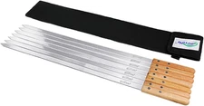 Goutime Set of 7 Kabob Skewers, 23 X 5/8" Wide Stainless Steel Flat BBQ Barbecue