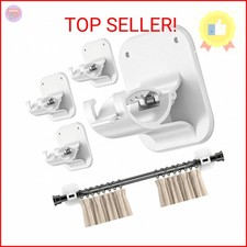 No Drill Curtain Rod Brackets - 20LB, 4 Pack Self Adhesive Curtain Rod Holder, P