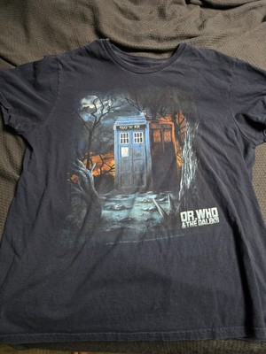 Dr. Who & The Daleks Shirt Mens Large Blue Short Sleeve Cotton TV Show