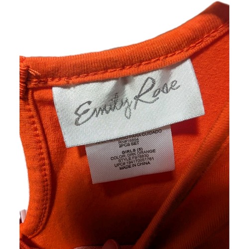 Emily Rose Girls Outfit Size 5 Orange Fall/ Halloween Unicorn Dress & Leggings - Picture 3 of 12