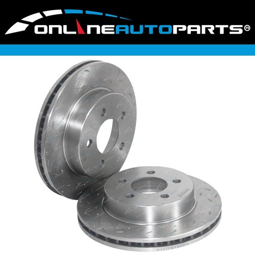2 Front Drilled+Slotted Disc Rotors+Brake Pads for Falcon Au 2 Au 3 4/2000-2002 - Picture 2 of 5
