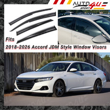 Fit 18-26 Honda Accord Mugen Style Window Visors Sun Rain Guards W Chrome Trims
