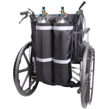 Dual Oxygen Tank Holder for Wheelchair, Portable D  E Cylinder Transport Bag,...