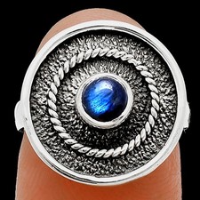 Blue Labradorite - Madagascar 925 Sterling Silver Ring s.6 Jewelry R-1439