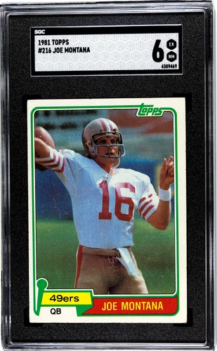 1981 Topps #216 Joe Montana RC Rookie Card San Francisco 49ers HOF SGC 6
