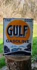 Good Gulf Gasoline motor oil vintage gas pump porcelain sign