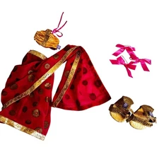 Build A Bear Friends 2B Made Doll Outfit Indian Dress Sari Shoes Clothes Lot