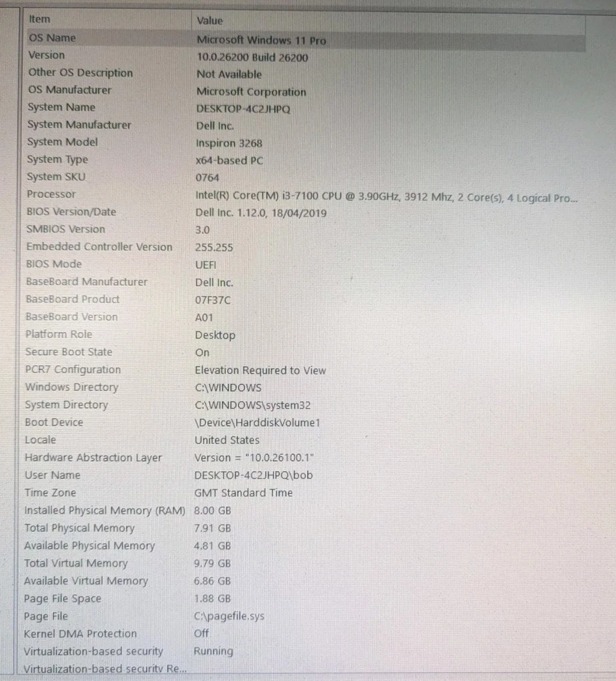 Dell Inspiron 3268 Intel Core I3-7100 3.90GHz 8GB Ram Windows 11 Supported - Image 2 of 4