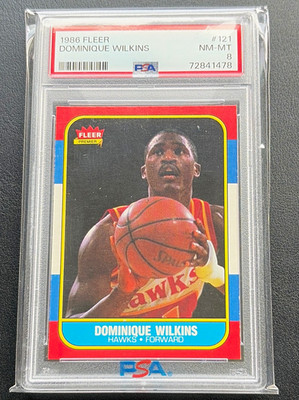 1986 Fleer Dominique Wilkins #121 Atlanta Hawks PSA Graded Basketball Card